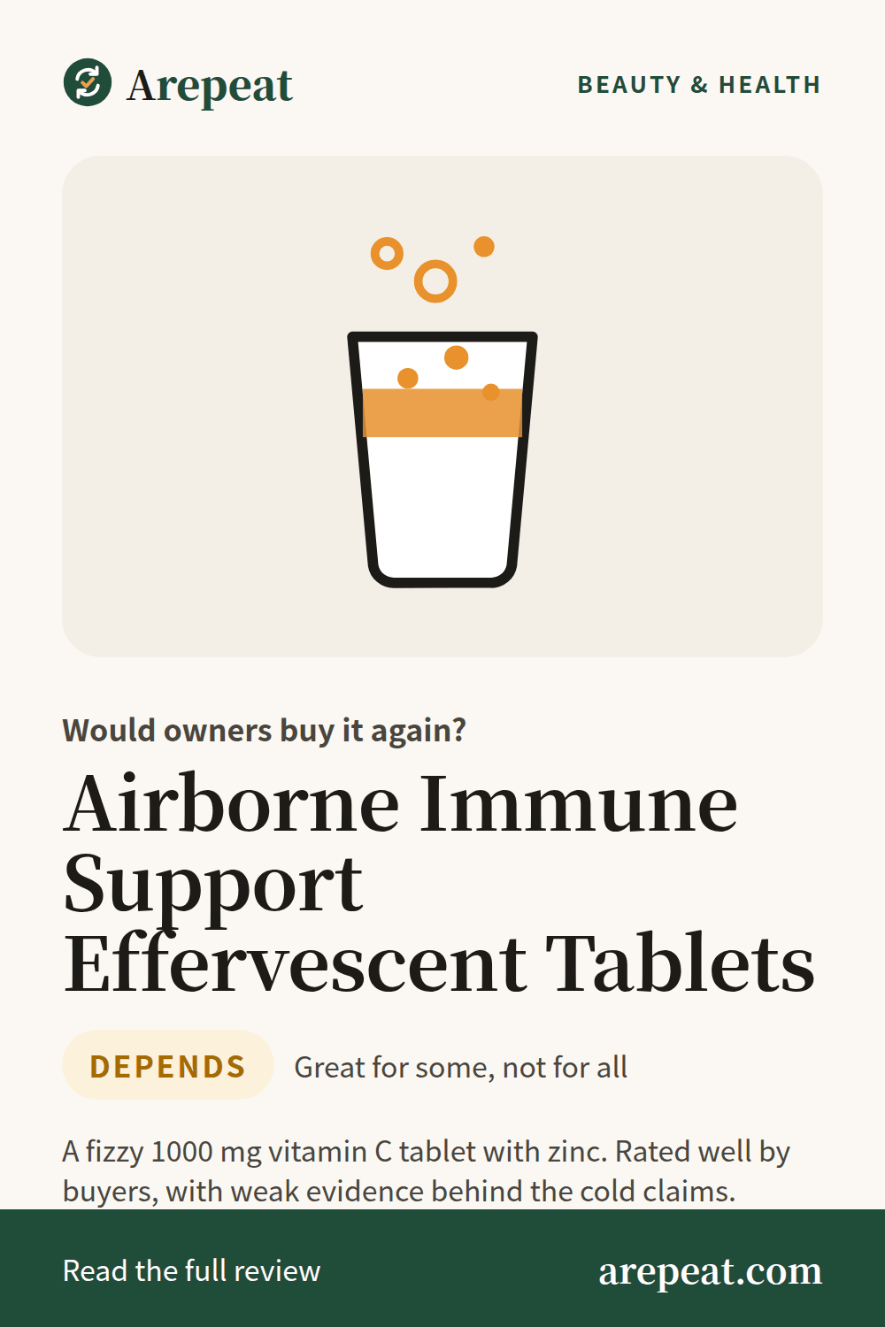 Airborne Immune Support Effervescent Tablets review: would owners buy it again?