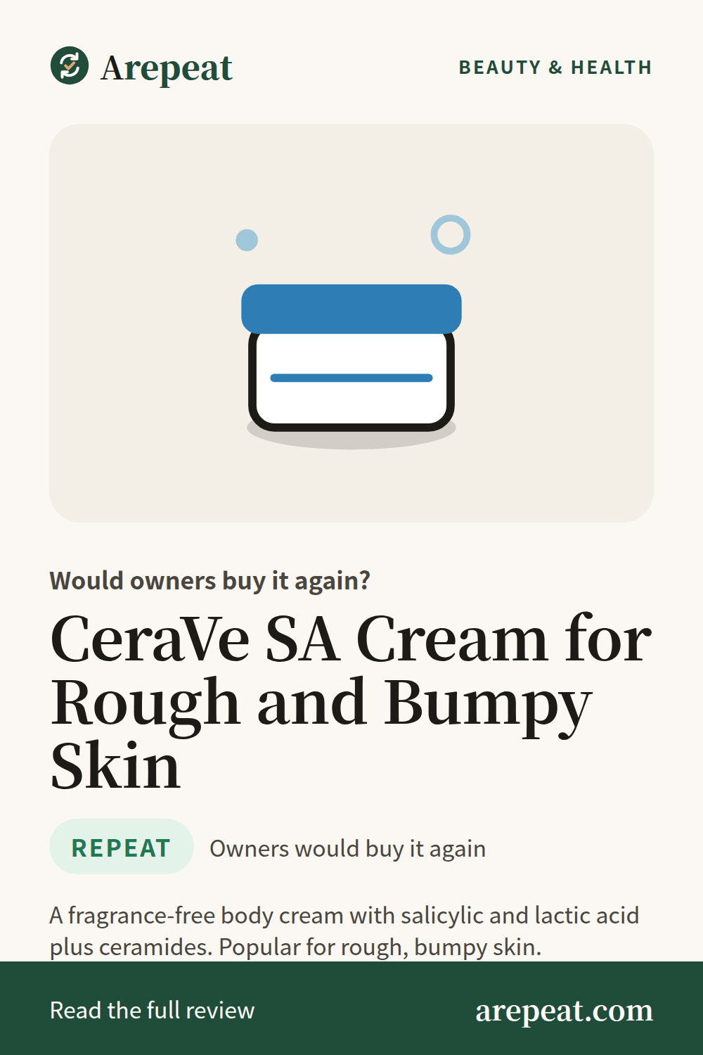 CeraVe SA Cream for Rough and Bumpy Skin review: would owners buy it again?