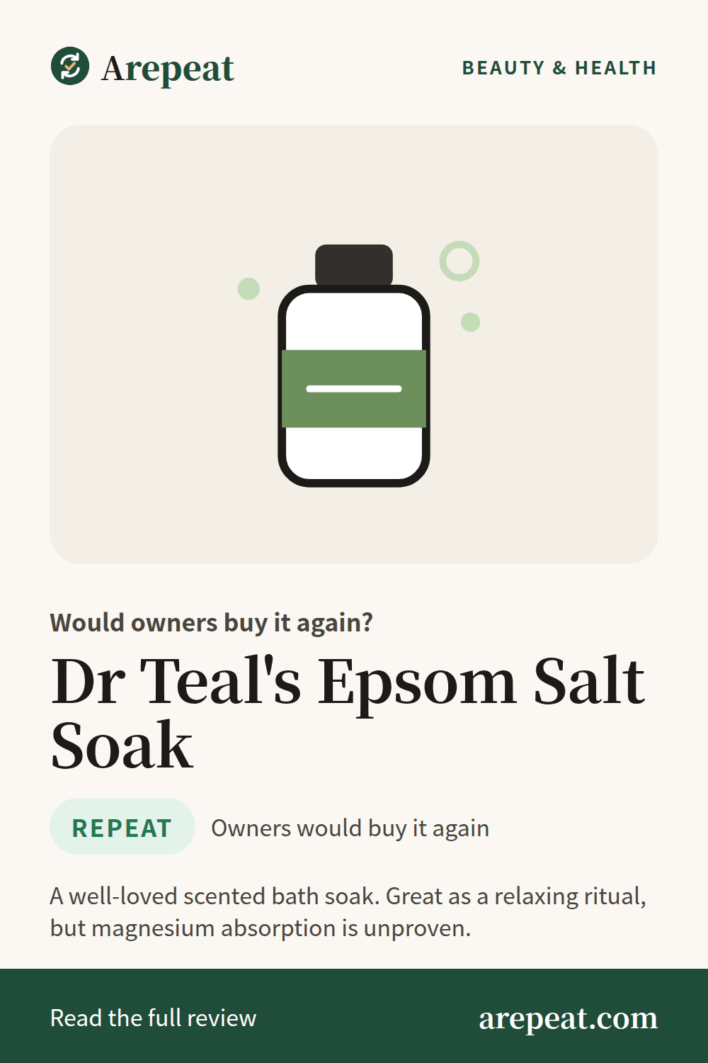 Dr Teal's Epsom Salt Soak review: would owners buy it again?