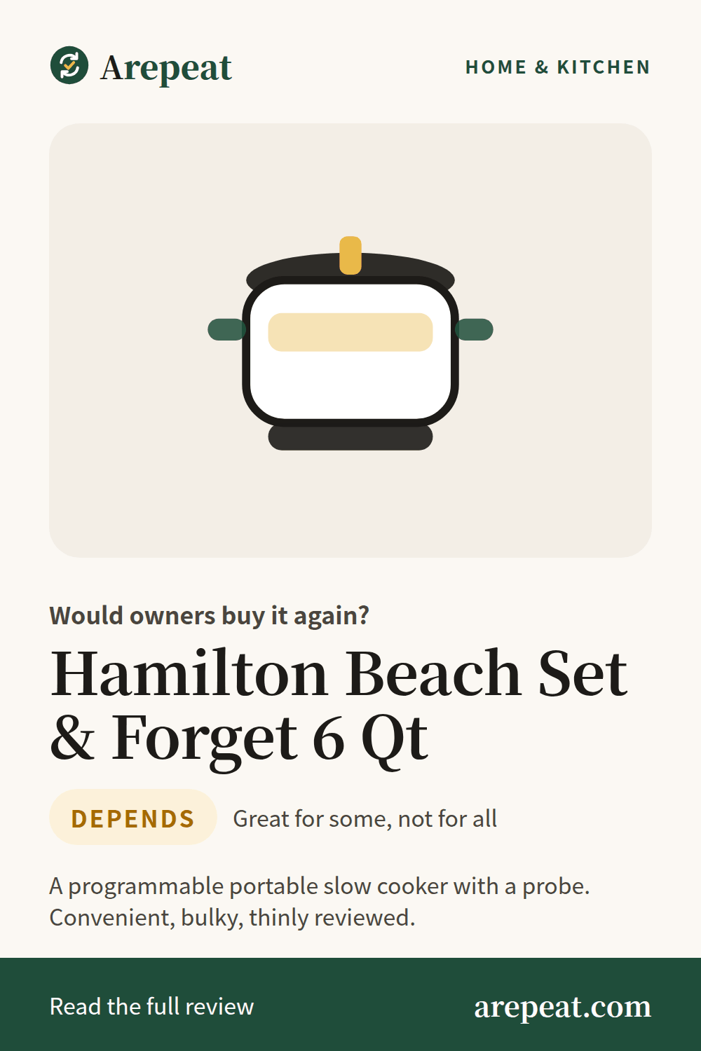 Hamilton Beach Set & Forget 6 Qt review: would owners buy it again?