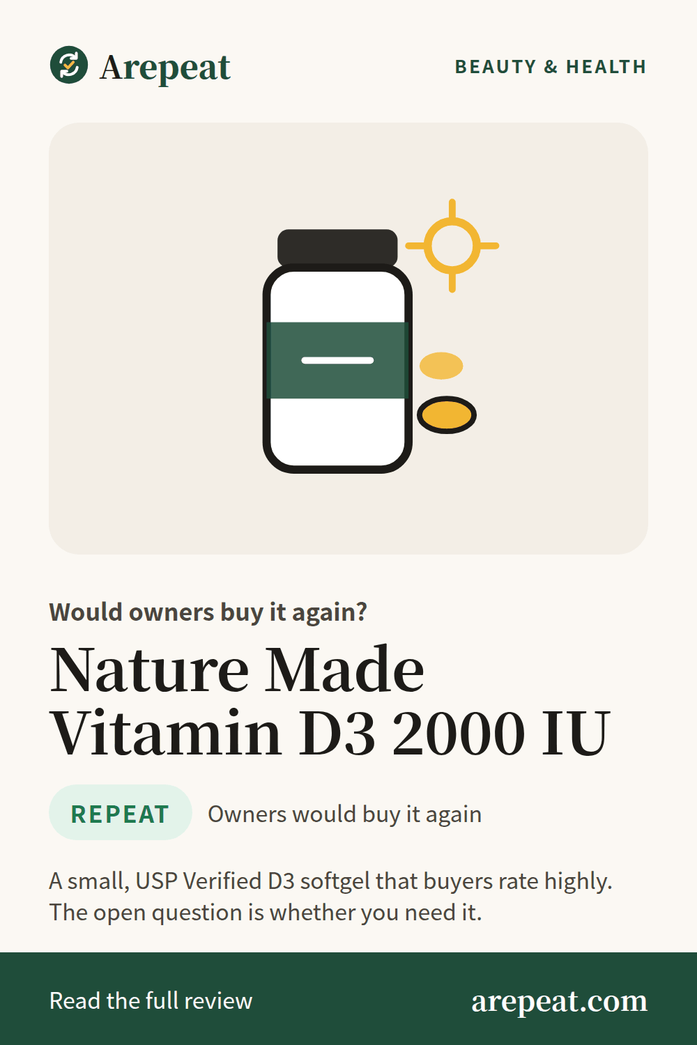 Nature Made Vitamin D3 2000 IU review: would owners buy it again?