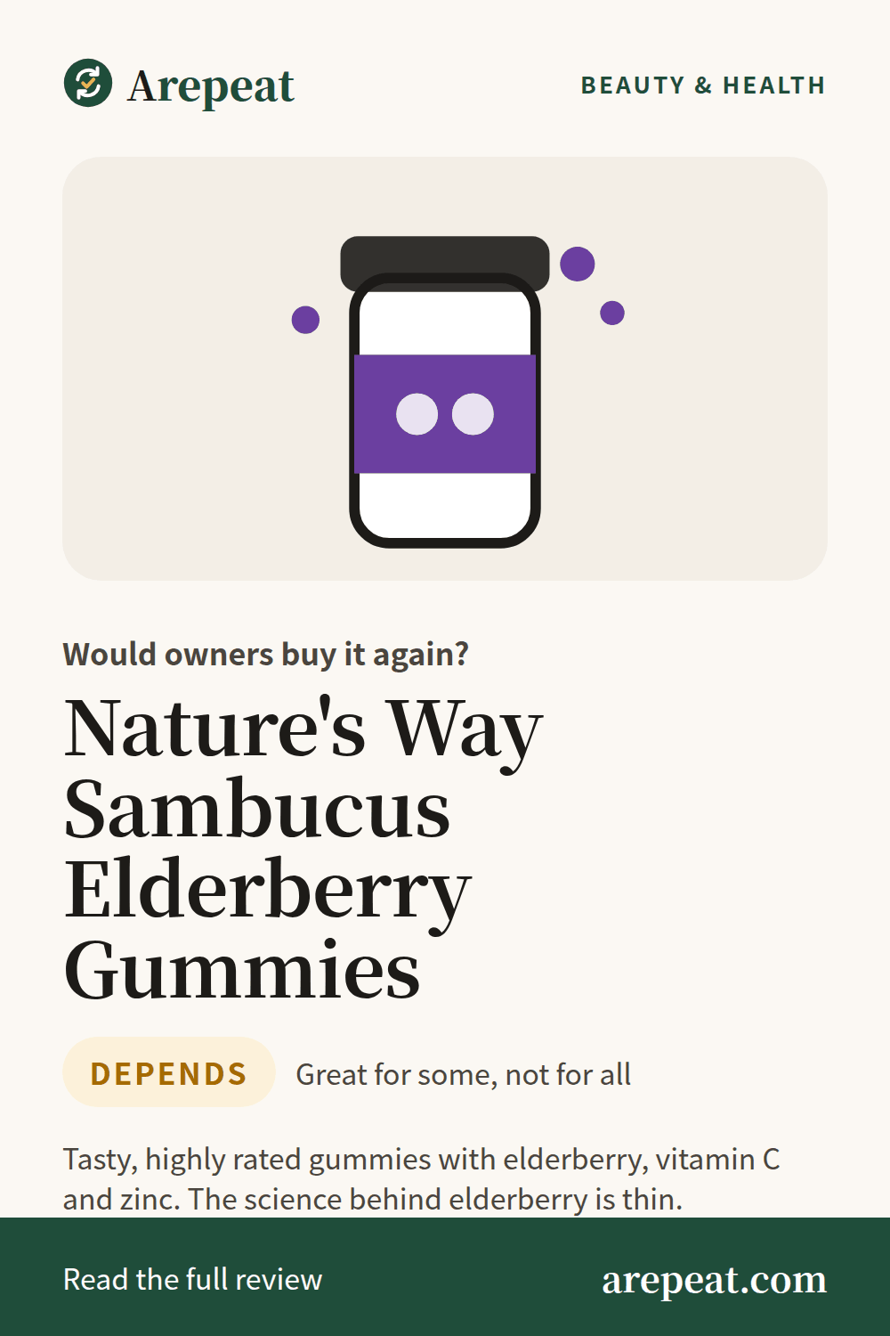 Nature's Way Sambucus Elderberry Gummies review: would owners buy it again?
