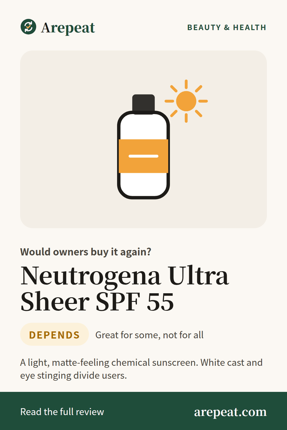 Neutrogena Ultra Sheer SPF 55 review: would owners buy it again?