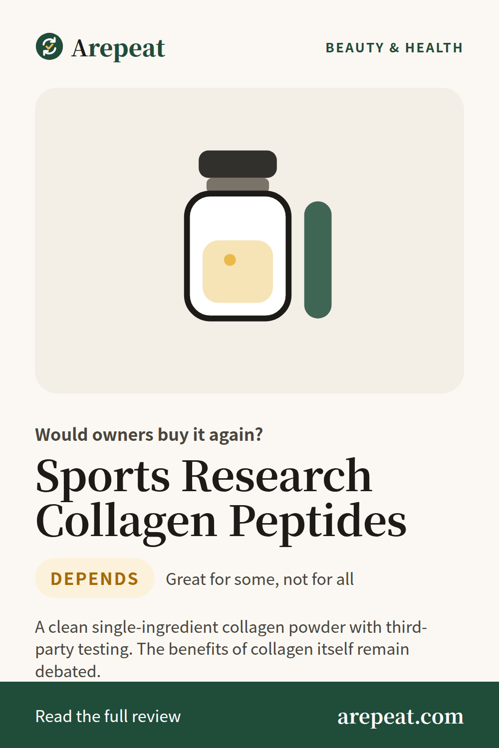 Sports Research Collagen Peptides review: would owners buy it again?