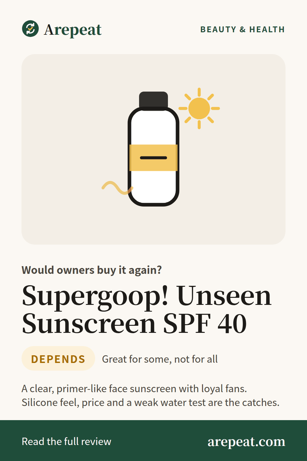 Supergoop! Unseen Sunscreen SPF 40 review: would owners buy it again?